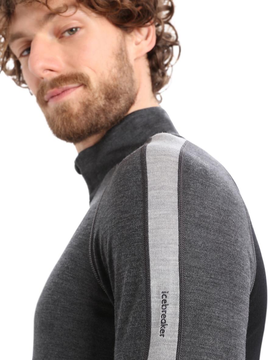 Base Layers Icebreaker 260 ZoneKnit™ Merino Long Sleeve Half Zip Męskie Czarne | PL 1622YXFU